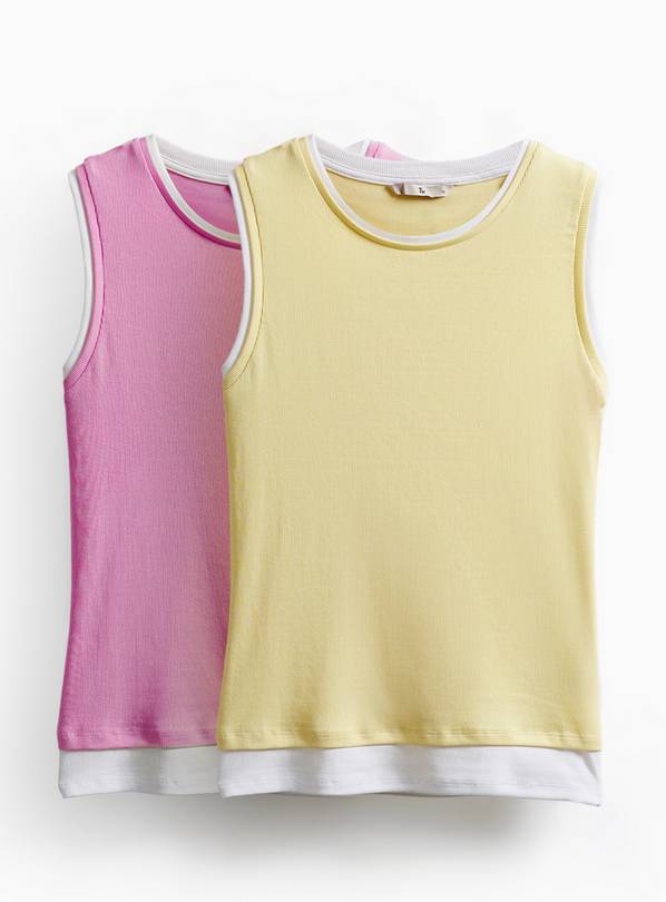 Pink & Yellow Mock Layer Vests 2 Pack 24